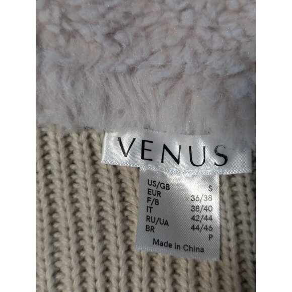 Venus Cozy & Soft Faux Fur Mixed Media Knit Open Front Cardigan Sz Small - Picture 8 of 10